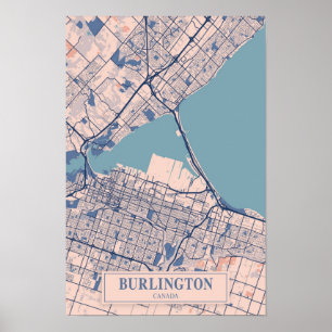 Poster Carte de voyage de Burlington Canada ville venteus