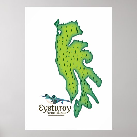 Poster Carte de voyage de l'Eysturoy Îles Féroé (Devant)