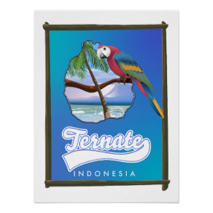 Poster Carte de voyage de l'île de Nias en Indonésie
