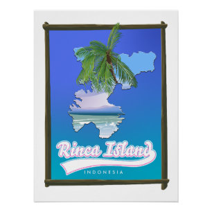 Poster carte de voyage de l'île de Rinca Indonésie