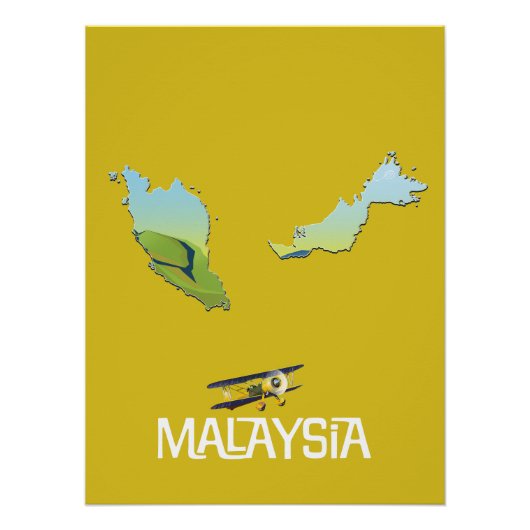 Poster Carte de voyage de Malaisie (Devant)