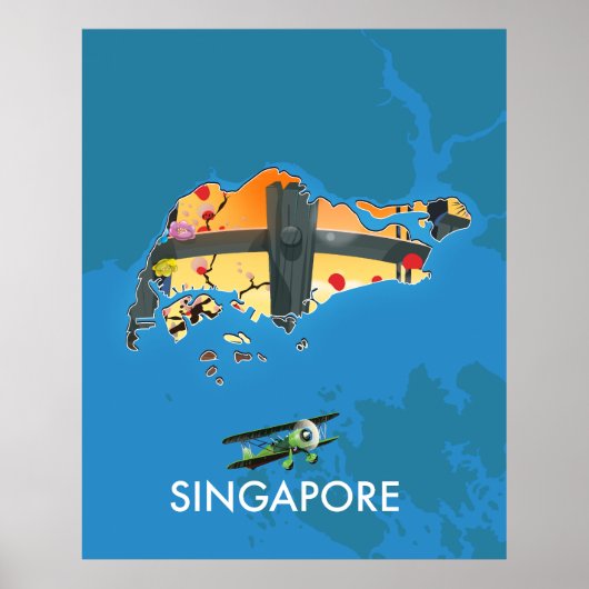 Poster Carte de voyage de Singapour (Devant)
