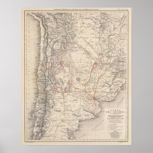 Poster Carte de voyage du Dr V Martin de Moussy (Devant)