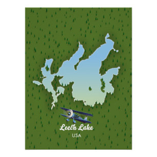 Poster Carte de voyage du lac Leech