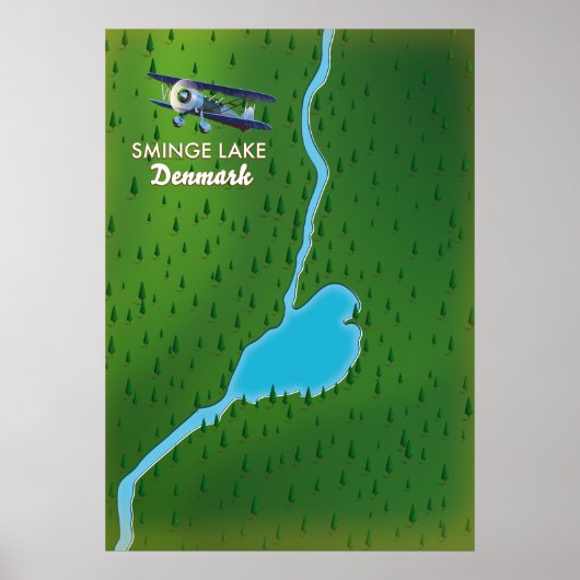 Poster Carte de voyage du lac Sminge Danemark (Devant)
