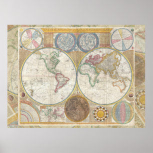 Poster Carte de voyage du monde Antique Vintage
