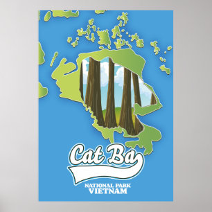 Poster carte de voyage du parc national cat ba vietnam