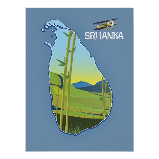 Poster Carte de voyage du Sri Lanka (Devant)