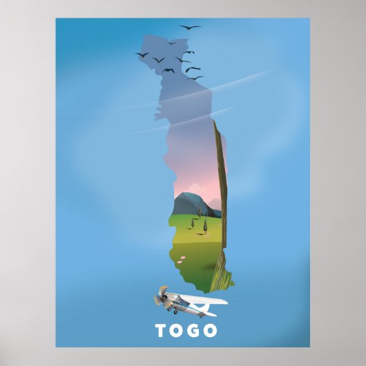 Poster Carte de voyage du Togo (Devant)