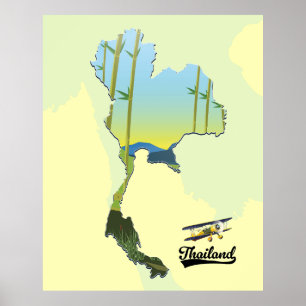 Poster carte de voyage en Thaïlande