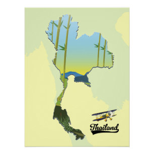 Poster carte de voyage en Thaïlande