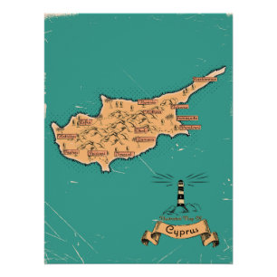 Poster Carte de voyage illustrée Chypre
