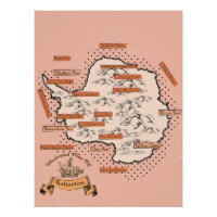 Carte de voyage illustrée de l'Antarctique
