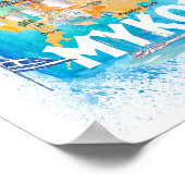 Poster Carte de voyage illustrée de Mykonos Grèce (Coin)