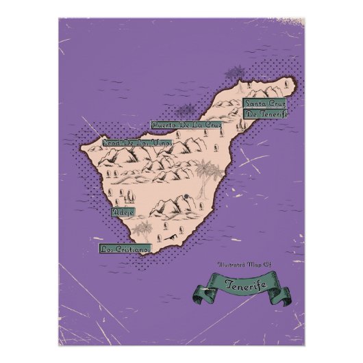 Poster Carte de voyage illustrée de Tenerife (Devant)