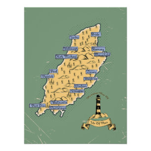 Poster Carte de voyage illustrée Isle Of Man