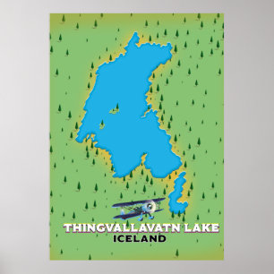 Poster Carte de voyage Islande du lac Thingvallavatn