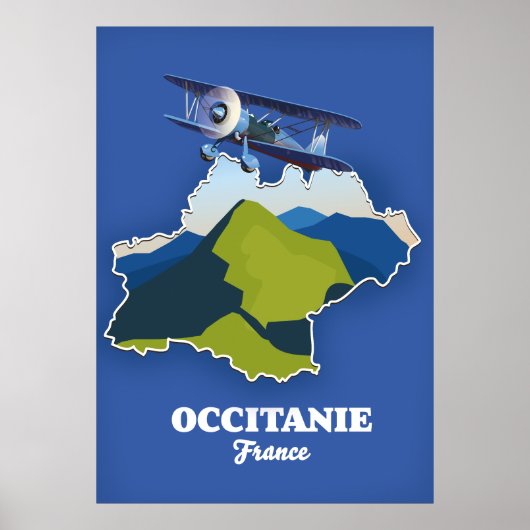 Poster Carte de voyage Occitanie France (Devant)