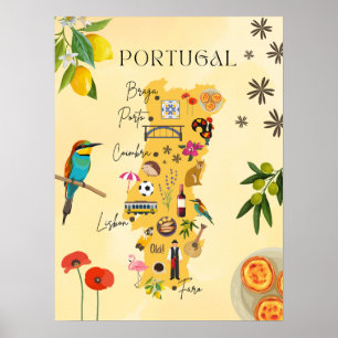 Poster Carte de voyage Portugal - culture, nature, attrac