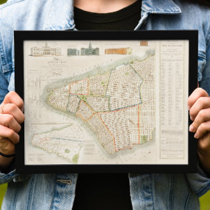 Poster Carte de voyage vintage New York. Vieille ville. R