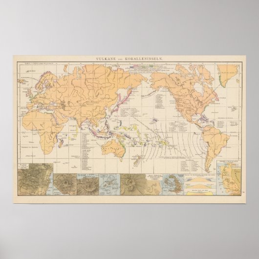 Poster Carte de Vulkane, Koralleninseln Atlas (Devant)