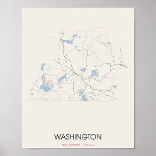 Poster Carte de Washington (New Hampshire) sous forme d'a