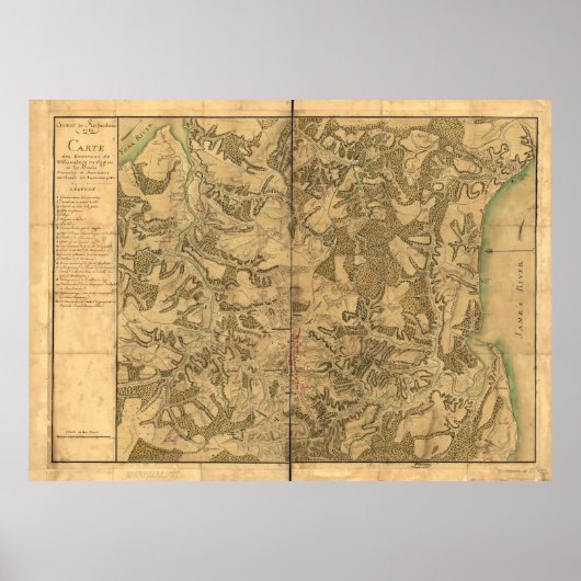 Poster Carte de Williamsburg pour Comte de Rochambeau (Devant)