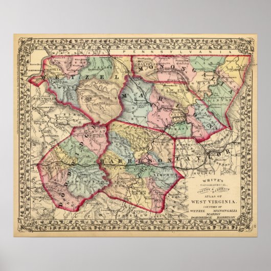 Poster Carte de Winfield, Virginie-Occidentale (Devant)