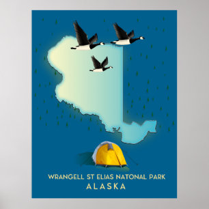 Poster carte de wrangell st elias Alaska