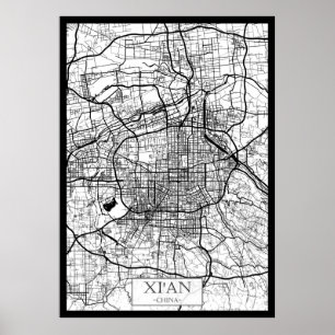Poster Carte de Xi'An Chine