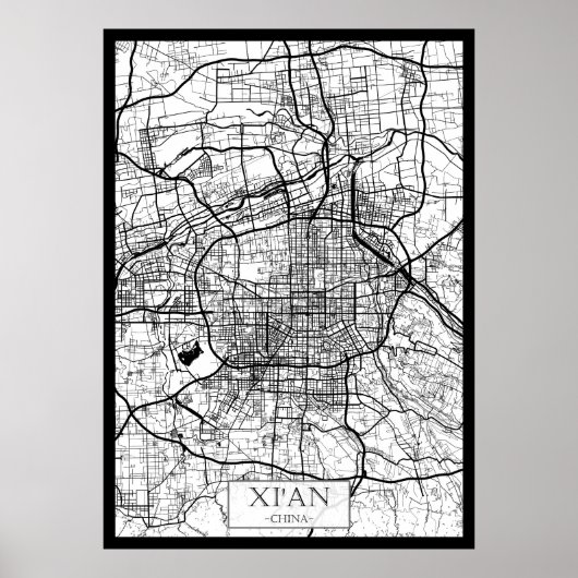 Poster Carte de Xi'An Chine (Devant)