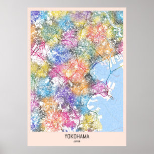 Poster Carte de Yokohama Japon