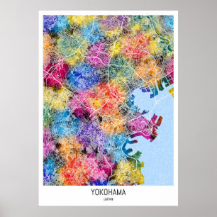 Poster Carte de Yokohama Japon
