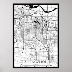 Poster Carte de Zhengzhou Chine