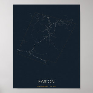 Poster Carte d'Easton, New Hampshire (de nuit)