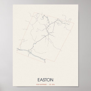 Poster Carte d'Easton New Hampshire – Fondée en 1876