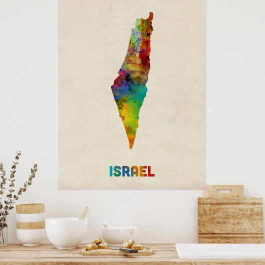 Poster Carte d'eau Israël (Cuisine)