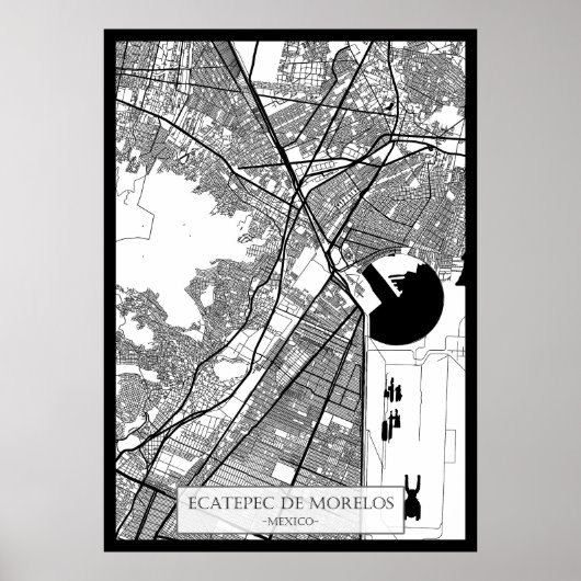 Poster Carte d'Ecatepec de Morelos Mexico (Devant)