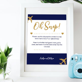 Poster Carte d'embarquement Mariage Caméra instantanée