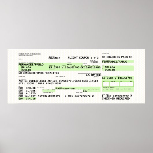 Poster Carte d'embarquement - Rétro (Devant)