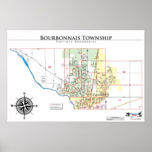 Poster Carte d'enceinte de banlieue noire de Bourbonnais