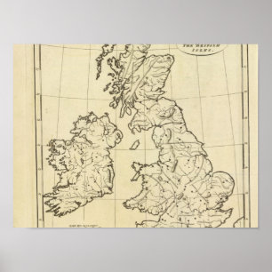 Poster Carte d'ensemble d'îles britanniques
