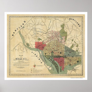 Poster Carte d'environs de Washington DC par Silversparre