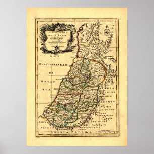 Poster Carte des 12 tribus de l'Israël antique, (1752)