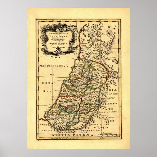 Poster Carte des 12 tribus d'Israël antique, (1752) (Devant)