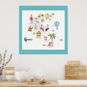 Poster Carte des activités de la Grèce (Cuisine)