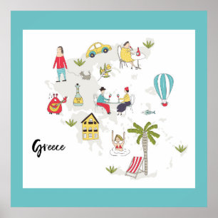 Poster Carte des activités de la Grèce