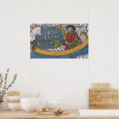 Poster Carte des Amériques avec Explorer Amerigo Vespucci (Cuisine)