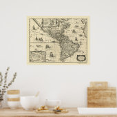 Poster Carte des Amériques par Hondio 1640 (Cuisine)