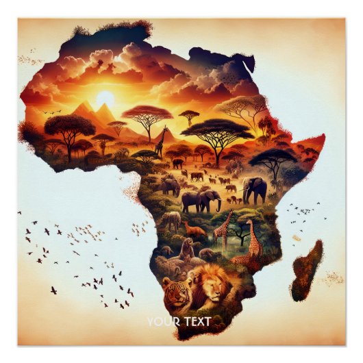 Poster Carte des animaux d'Imaginaire Afrique (Devant)